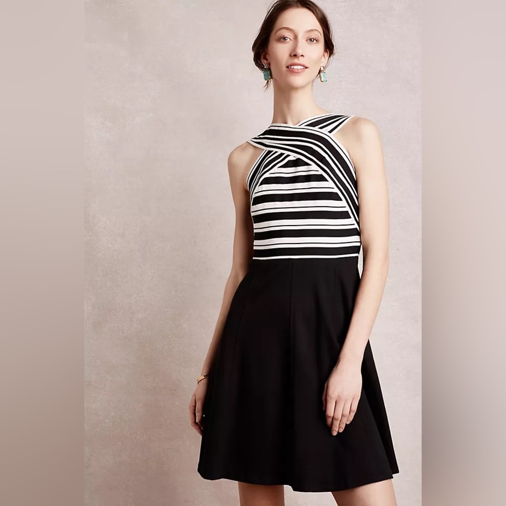 Anthro Maeve Crosswise Flare Pocket Dress Bandage High Neck Crossover Dress